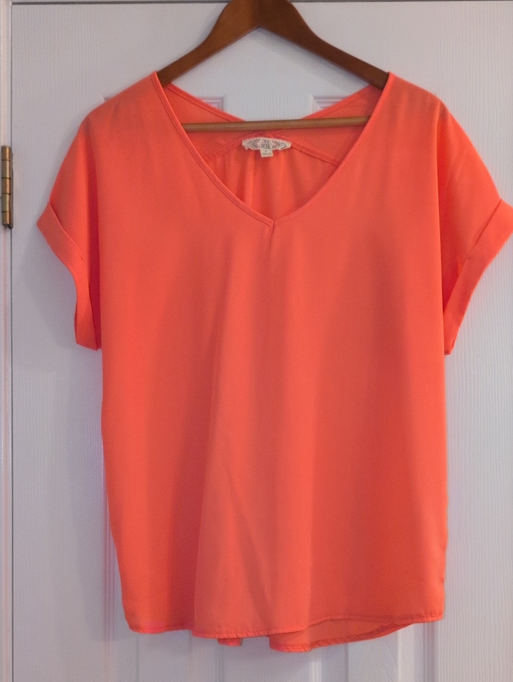 Pink Rose Coral V-Neck Blouse